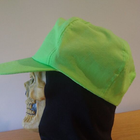Vintage 90s Neon Green Blank Snap Back Hat - Picture 2 of 7